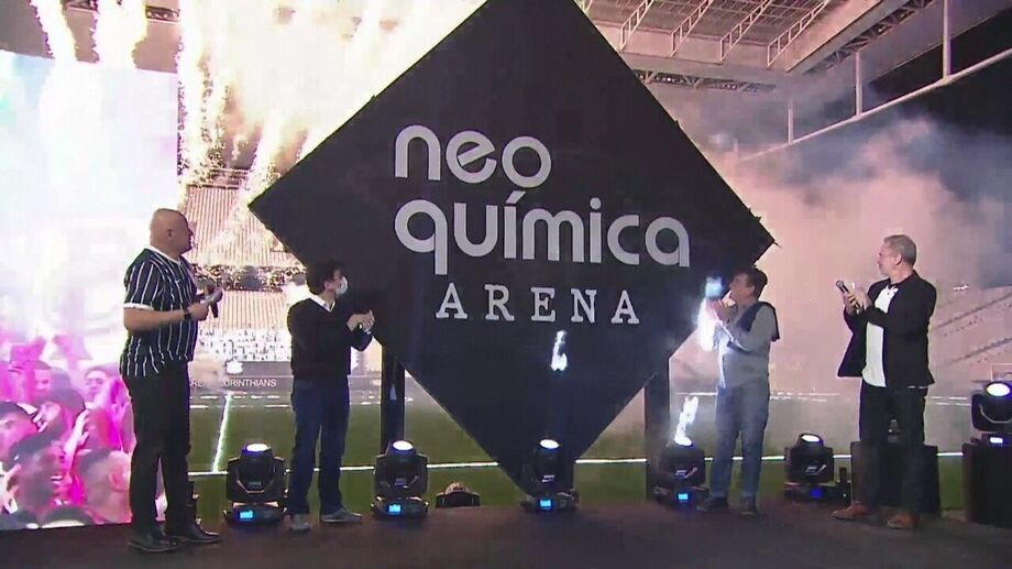 Cerimônia de apresentação da Neo Química Arena, em 2020; contrato firmado com a Hypera Pharma pode ser encerrado antes de 2040.