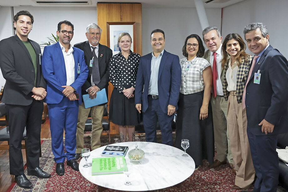 Lideranças do PT-MS e Fábio Trad em recente reunião com a ministra Gleisi Hoffmann em Brasília