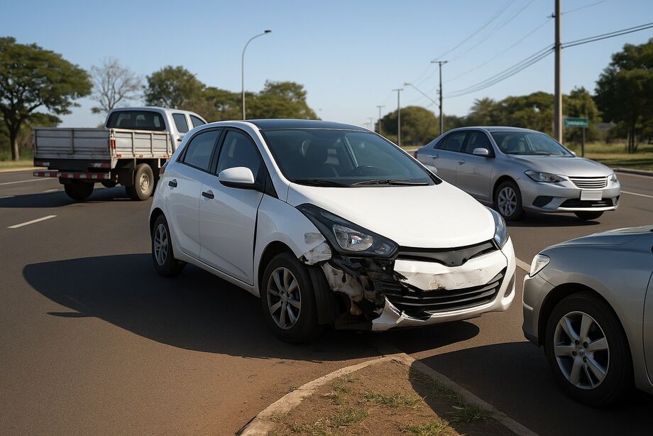 Colisão entre três veículos na Cônsul Assaf Trad não deixa feridos