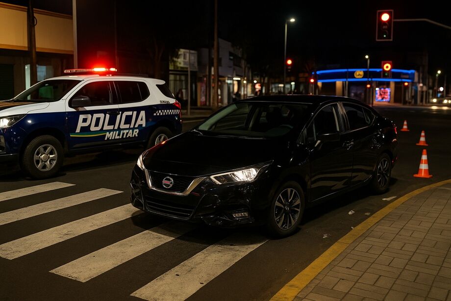 Mulher foi atropelada na faixa de pedestres no cruzamento da 14 de Julho com a Dom Aquino, no centro de Campo Grande, na tarde desta segunda-feira (11).