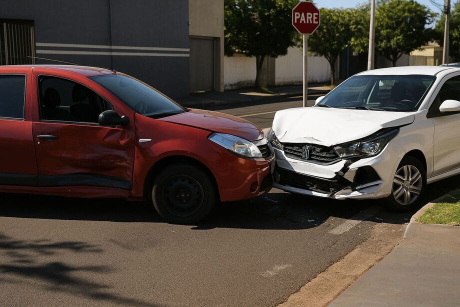 Batida em cruzamento deixa dois carros danificados no Estrela Dalva