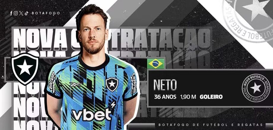 Botafogo acerta contratação do goleiro Neto, ex-Barcelona, com contrato até 2027.