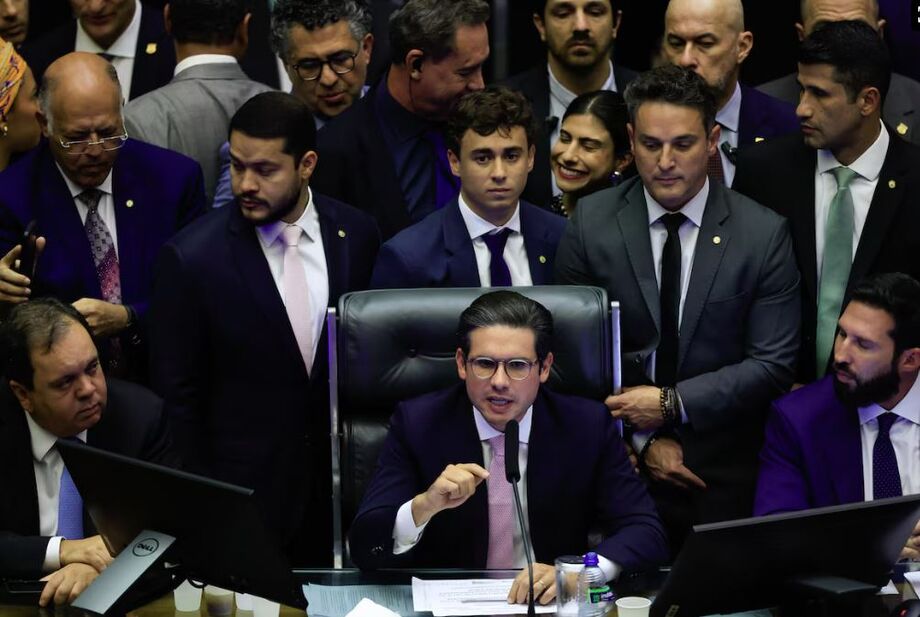 Hugo Motta, presidente da Câmara, após retomar sua cadeira na semana passada