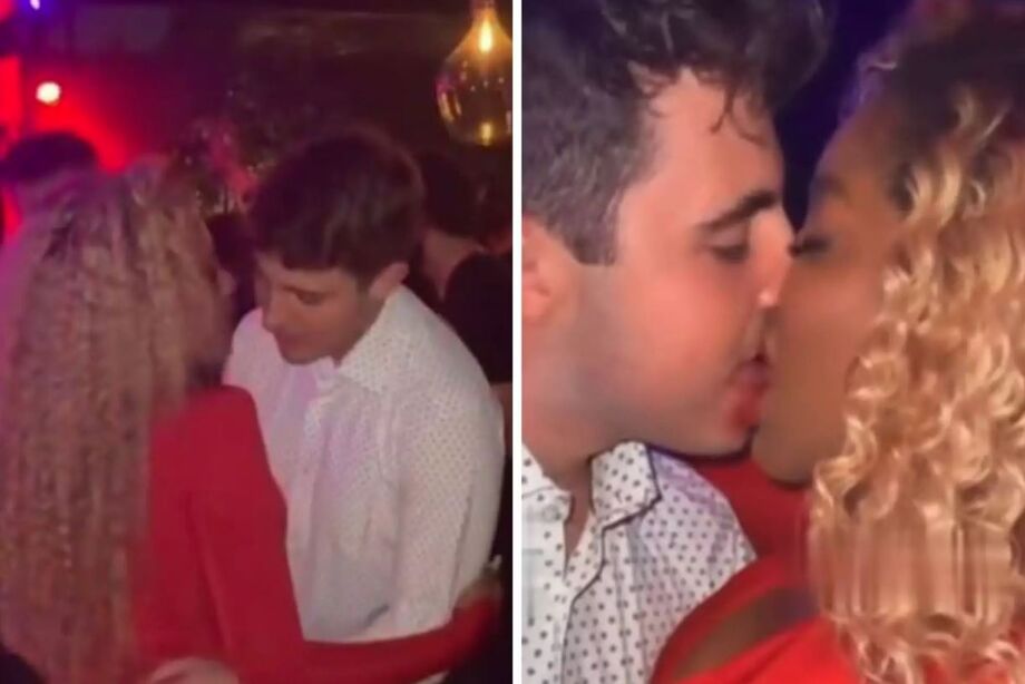 Cariúcha e João Augusto Liberato trocam carinhos durante a 'Festa do João', evento que reuniu celebridades.