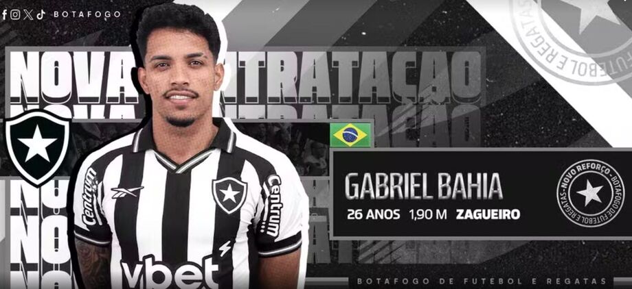 Zagueiro Gabriel Bahia, ex-Volta Redonda, é o novo reforço do Botafogo para a defesa.
