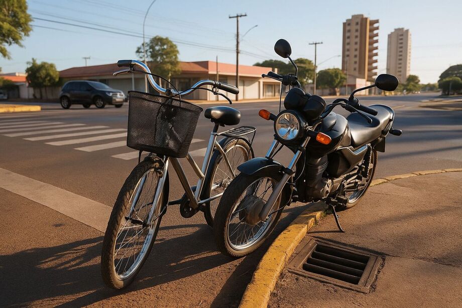 Ciclista na contramão colide com moto em Três Lagoas