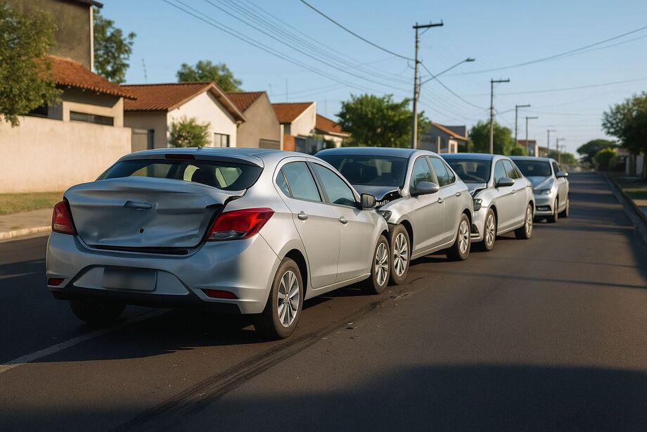 Engavetamento com quatro veículos deixa ferida em Campo Grande