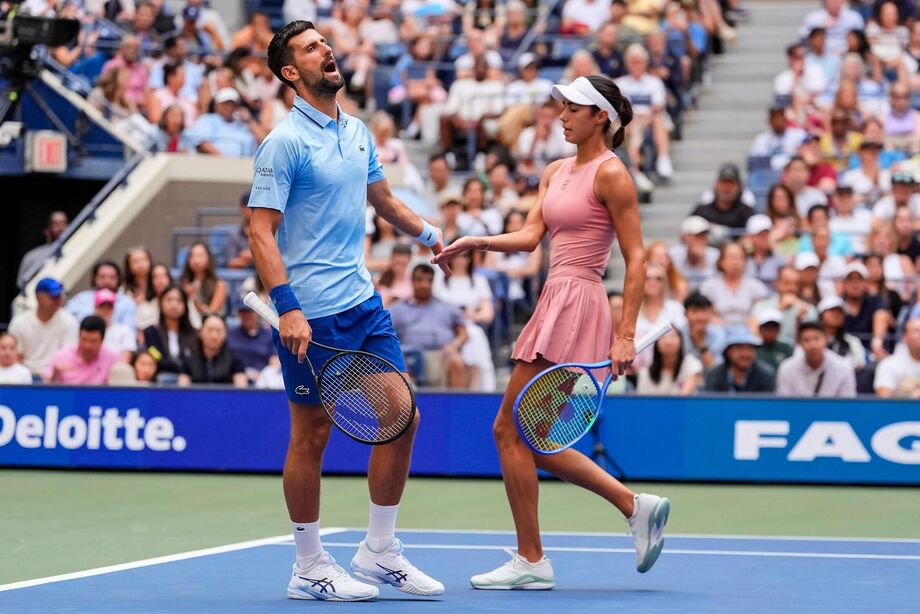 Novak Djokovic e Olga Danilovic são eliminados na estreia do torneio de duplas mistas do US Open.