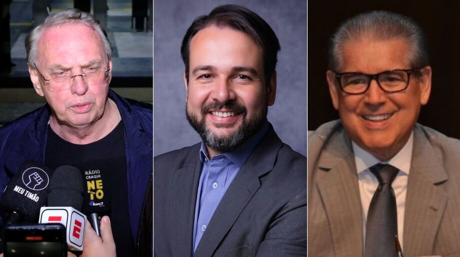 Osmar Stábile, André Castro e Roque Citadini, respectivamente, concorrem à eleição do Corinthians nesta segunda-feira, 25.