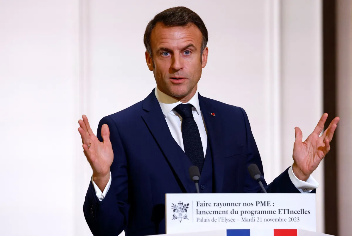 Presidente da França, Emmanuel Macron, no Palácio do Eliseu, em Paris.