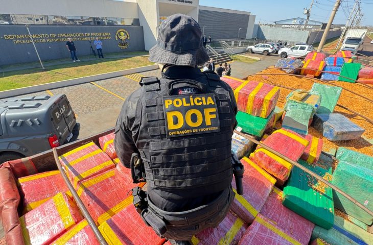 Droga avaliada em R$ 31 milhões estava em carreta interceptada na MS-386, na região de fronteira com o Paraguai