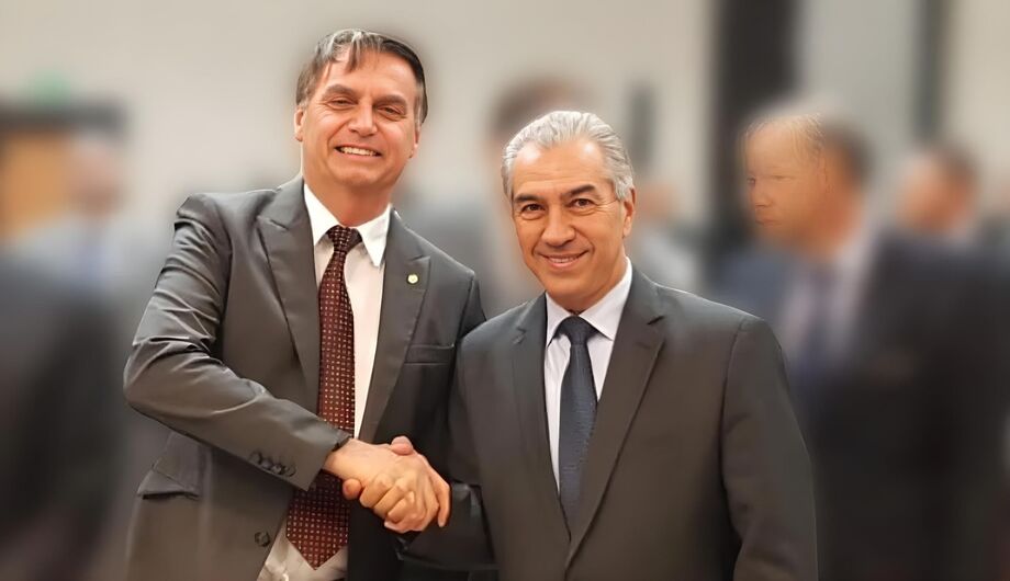 Ex-governadro Reinaldo Azambuja ao lado do ex-presidente Jair Bolsonaro