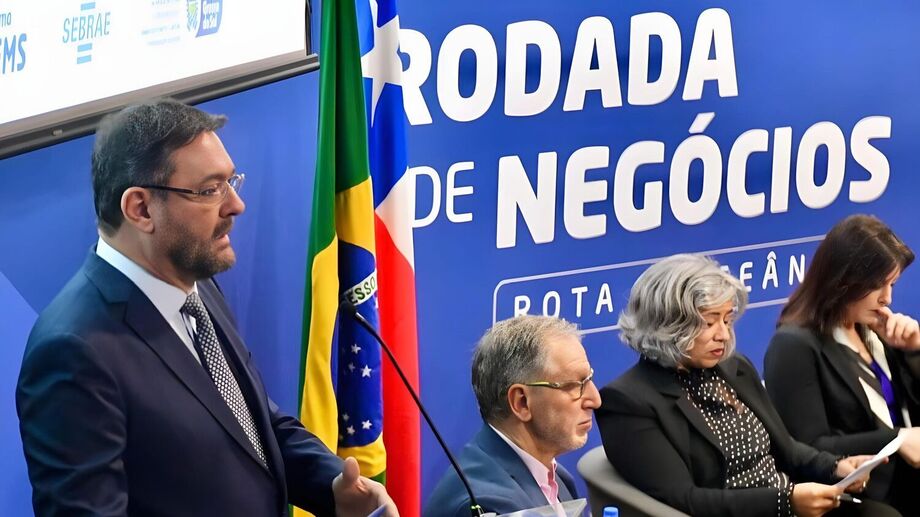O presidente da Fiems, Sérgio Longen, durante a Rodada de Negócios BrasilChile, em Campo Grande, que discutiu os avanços da Rota Bioceânica.