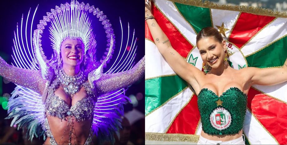 Paolla Oliveira em desfile pela Grande Rio e anúncio de Virginia como nova Rainha de Bateria