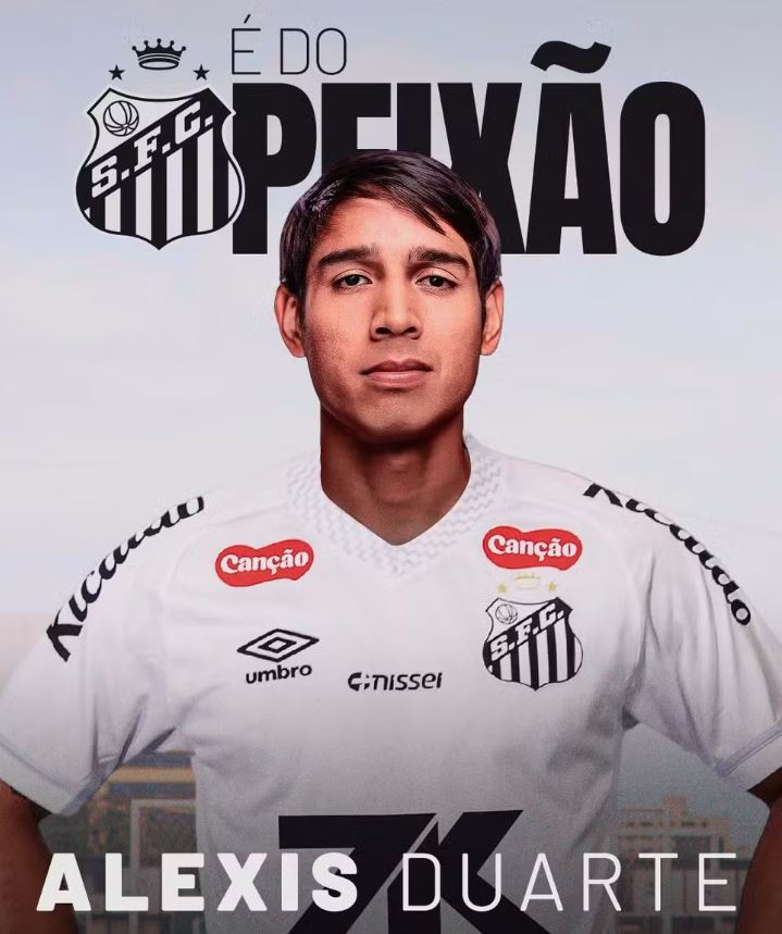 Alexis Duarte é apresentado no Santos e assina contrato até 2029 com o clube paulista
