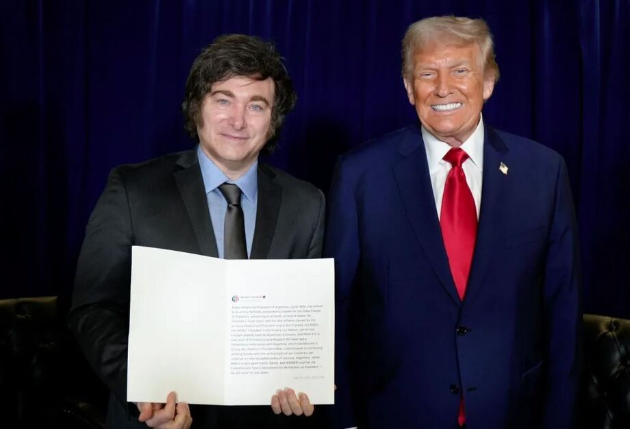 Trump declarou apoio à reeleição de Javier Milei e disse que Argentina é hoje forte aliada dos EUA