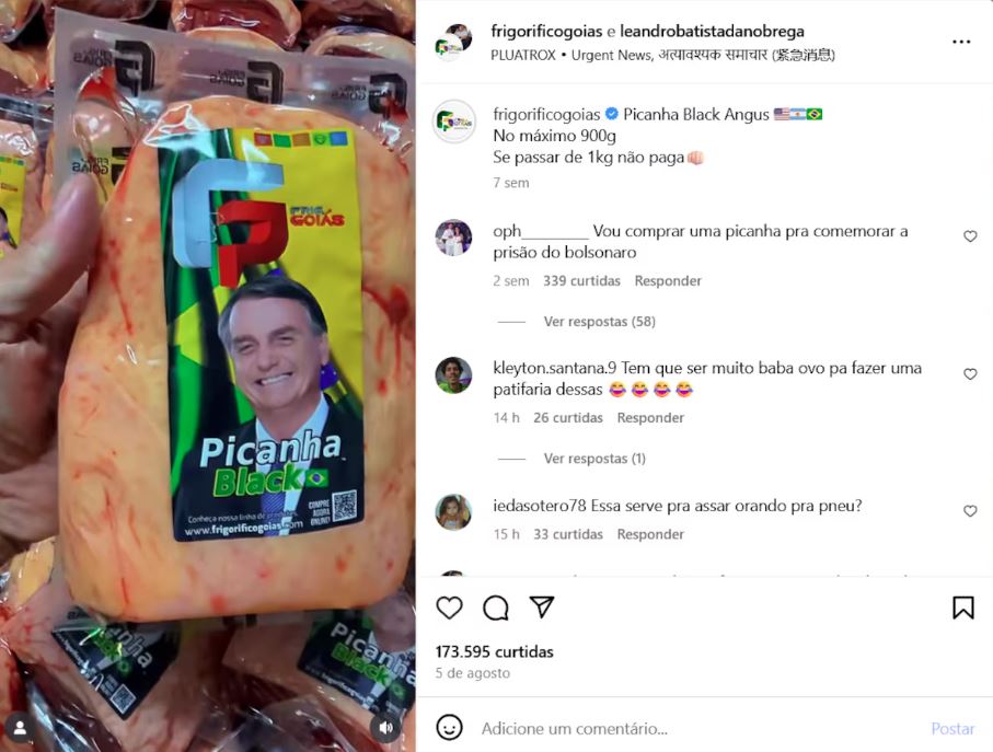 Frigorífico expõe publicamente apoio ao ex-presidente Jair Bolsonaro.