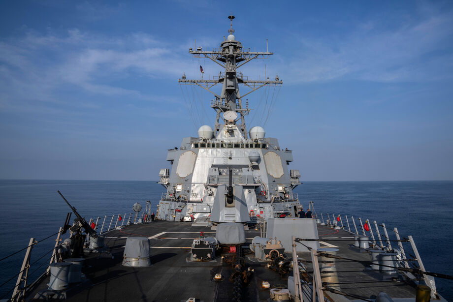 Navio de guerra da Marinha dos Estados Unidos em operação no Caribe, região que vive escalada de tensão com a Venezuela.
