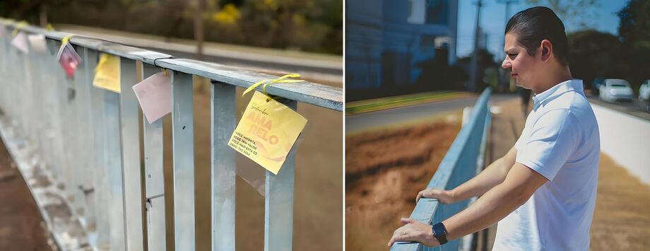 Mensagens de apoio e acolhimento foram colocadas em pontes de Campo Grande como parte do projeto Ponte da Vida, de autoria do vereador Otávio Trad (foto). A ação integra a campanha Setembro Amarelo, de prevenção ao suicídio.