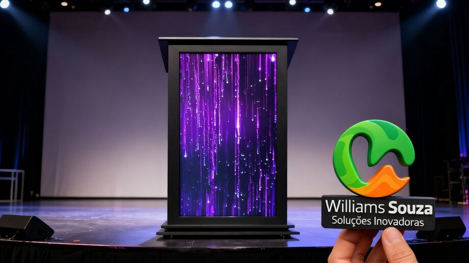 Com design limpo e moderno, o equipamento se adapta a diferentes espaços e tipos de evento, do corporativo ao institucional.