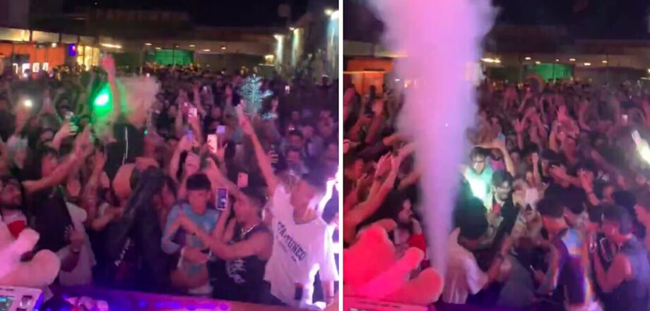 A cantora Pabllo Vittar ao se arremessar de palco durante show em Goiânia, em 2025