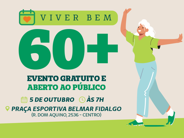 Idosos poderão participar de caminhada, ginástica e serviços de saúde no evento Viver Bem 60+ em Campo Grande