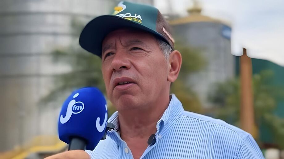Gerson Claro durante entrevista à imprensa na Abertura Nacional do Plantio da Safra de Soja 20252026, realizada na Fazenda Recanto, em Sidrolândia.