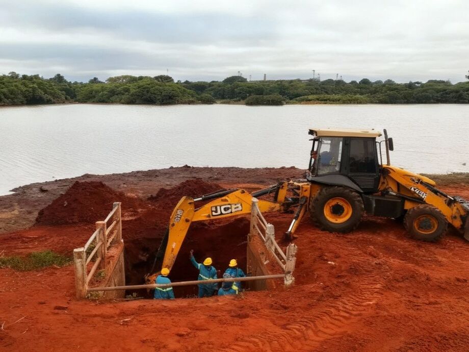 Sisep inicia limpeza preventiva no canal do vertedouro do Lago do Amor em Campo Grande para evitar entupimentos e transbordamentos.