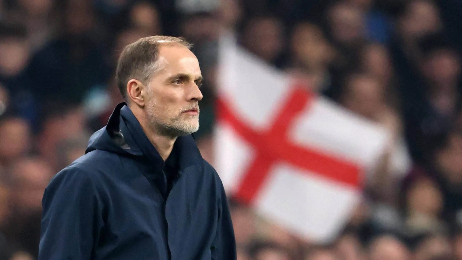 O técnico Thomas Tuchel em jogo da Inglaterra