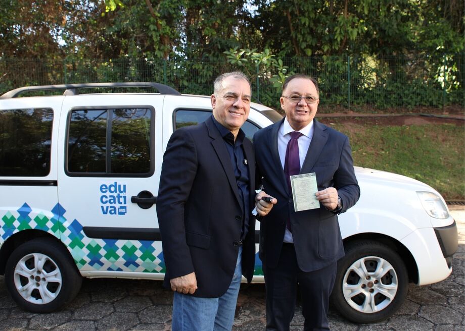 O diretor-presidente da TV Educativa, Orlando Braz Loureiro Junior e o presidente do TJMS, desembargador Dorival Renato Pavan