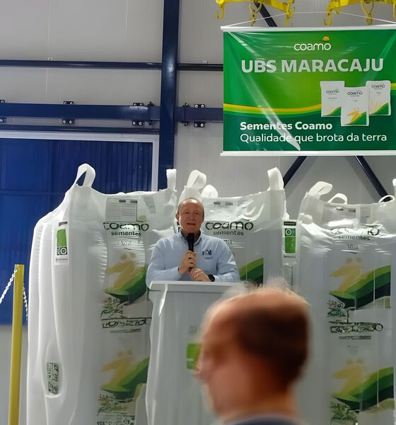 Airton Galinari, presidente executivo da Coamo, durante inauguração da Unidade de Beneficiamento de Sementes (UBS) em Maracaju (MS)