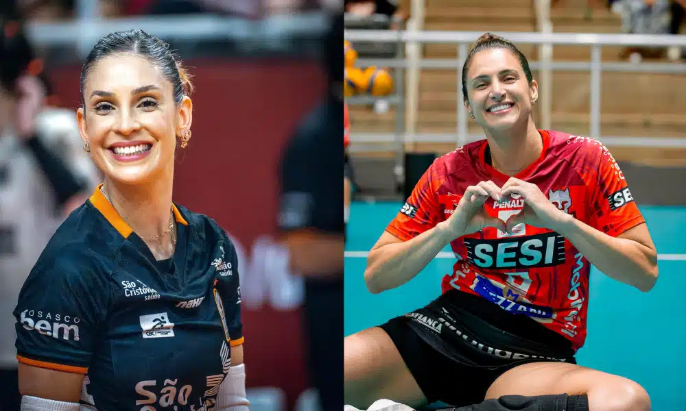 Capitãs Dani Lins e Camila Brait se encontram em coletiva no dia 17, em Campo Grande, antes da final da Supercopa de Vôlei Feminino.