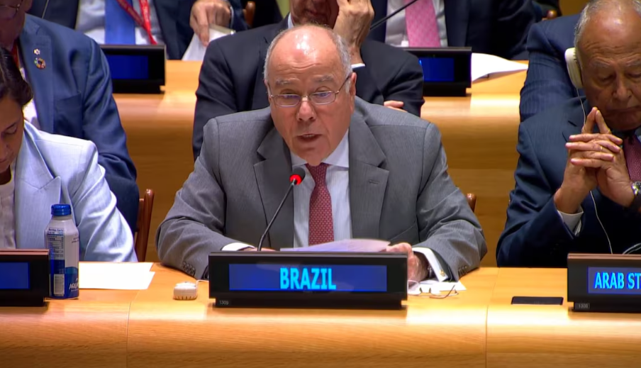 O chanceler Mauro Vieira cita na ONU ações que países podem tomar contra violações do direito por Israel na Faixa de Gaza.