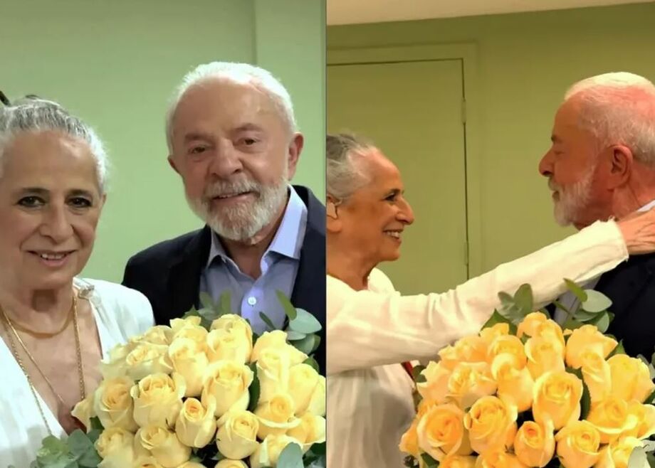 Lula entrega flores a Maria Bethânia durante show em São Paulo