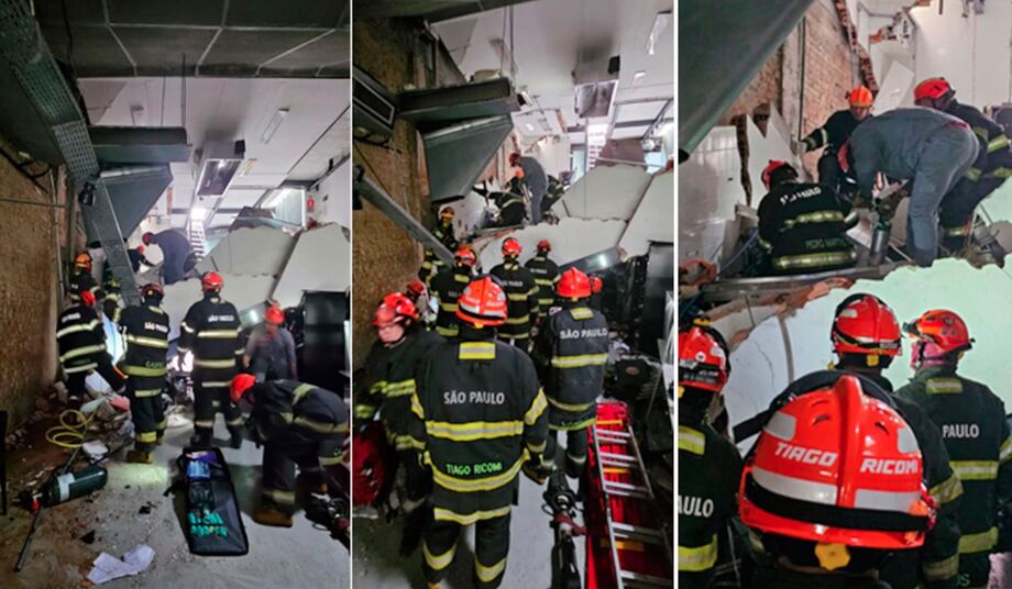 Equipes de resgate atuam no Jamile, restaurante de Henrique Fogaça, após desabamento no Bela Vista