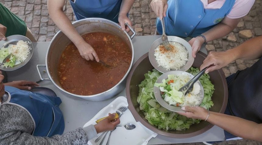 Distribuição de alimentos em ação social reflete os avanços no combate à fome no país, apontados por dados recentes do IBGE.