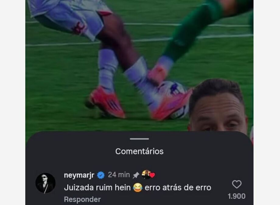 Neymar comenta atuação da arbitragem em São Paulo x Palmeiras: 'Erro atrás de erro'.