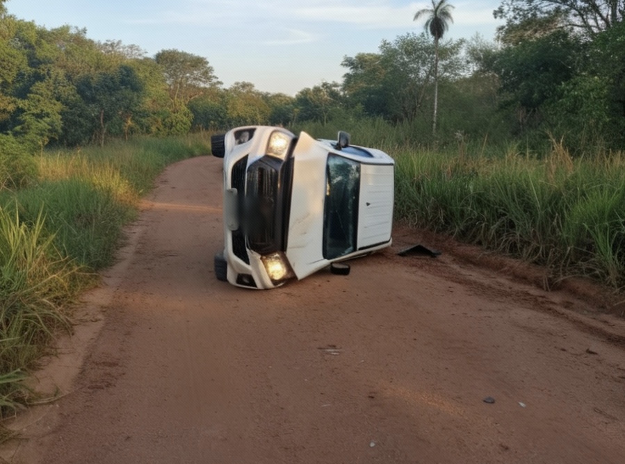 Turistas viveram um susto na noite de sábado em Bonito, quando a caminhonete onde estavam capotou em uma estrada de terra.