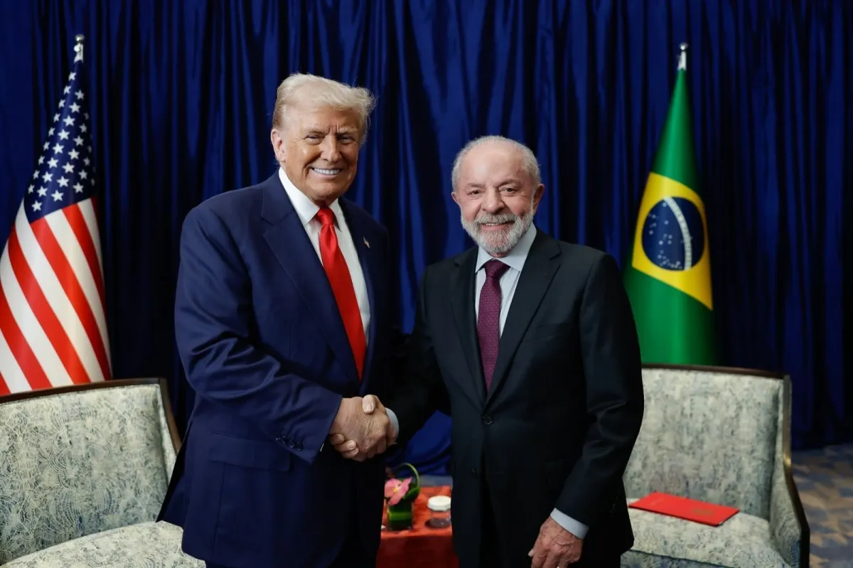 O presidente dos EUA, Donald Trump e o presidente da República, Luiz Inácio Lula da Silva