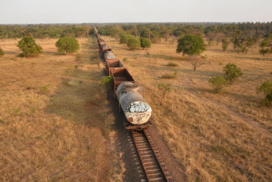 Trecho da ferrovia Malha Oeste, que liga Mairinque (SP) a Corumbá (MS), opera com velocidade reduzida e enfrenta abandono em diversos pontos.
