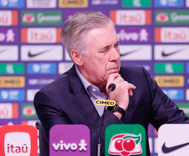 Ancelotti comanda a seleção brasileira nesta segunda-feira