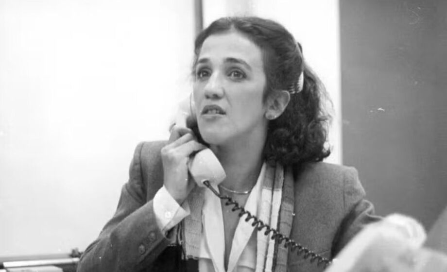 Theresa Walcacer nos bastidores do Jornal da Globo.