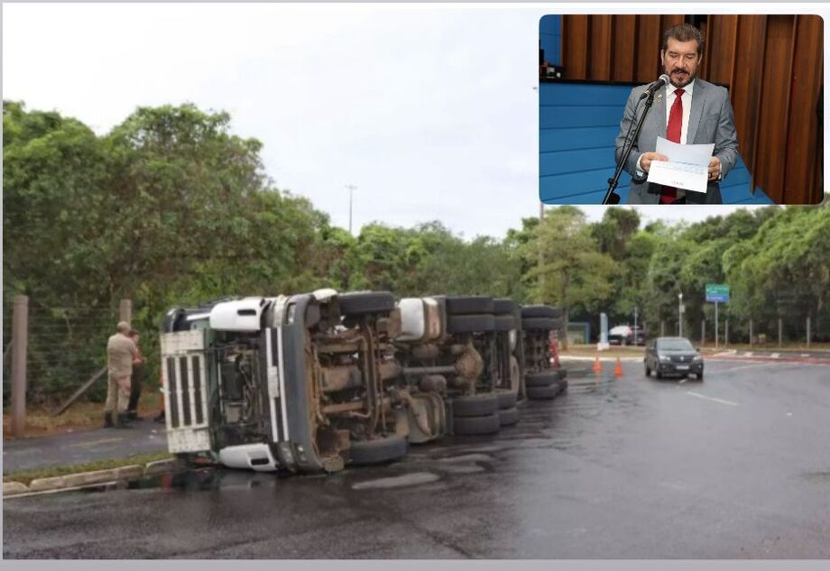 Recentemente um motorista errou o trájeto e tombou o caminhão no Parque dos Poderes