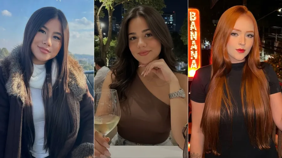 Da esq. para a dir.: Eduarda Aiko Shintaku Iwai, 21; Vitória Sampaio, 22; e Júlia Gasparino Pereira da Silva, 22. As três morreram em um acidente no Rodoanel, na Grande São Paulo, no domingo (9)