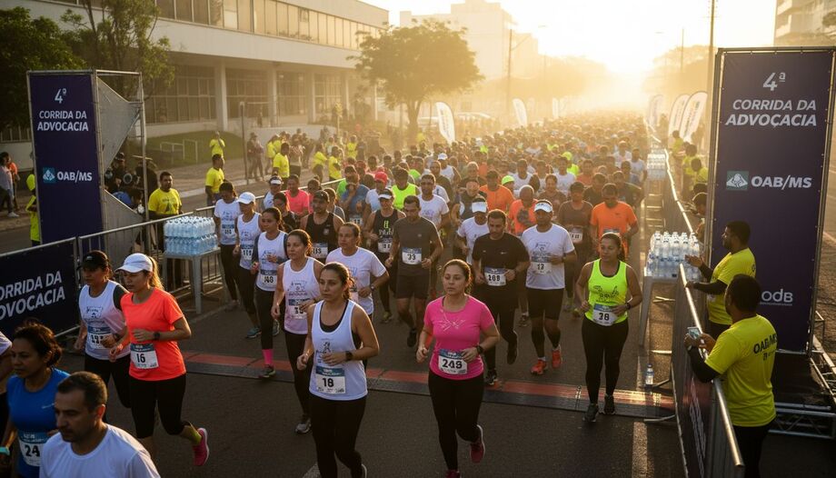 Com largada ao nascer do sol, a 4ª Corrida da Advocacia reúne mil atletas neste domingo na avenida Mato Grosso, em Campo Grande.