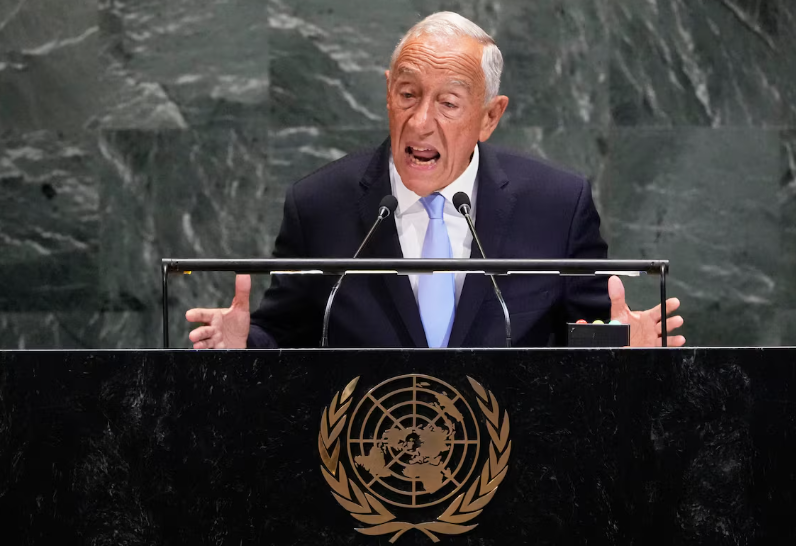 O presidente de Portugal, Marcelo Rebelo de Sousa, discursa na Assembleia-Geral da ONU, em Nova York