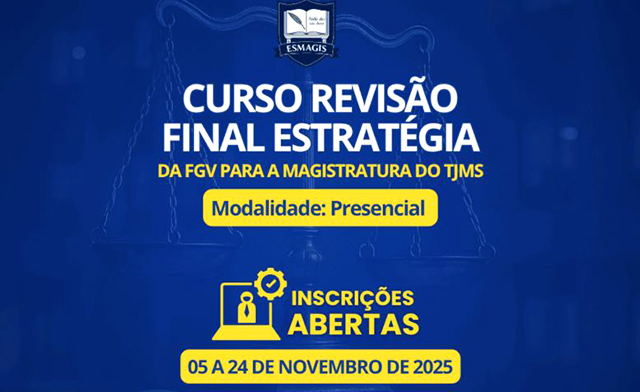 FGV oferece curso com aulas presenciais e online para quem quer disputar vaga na magistratura do TJMS.