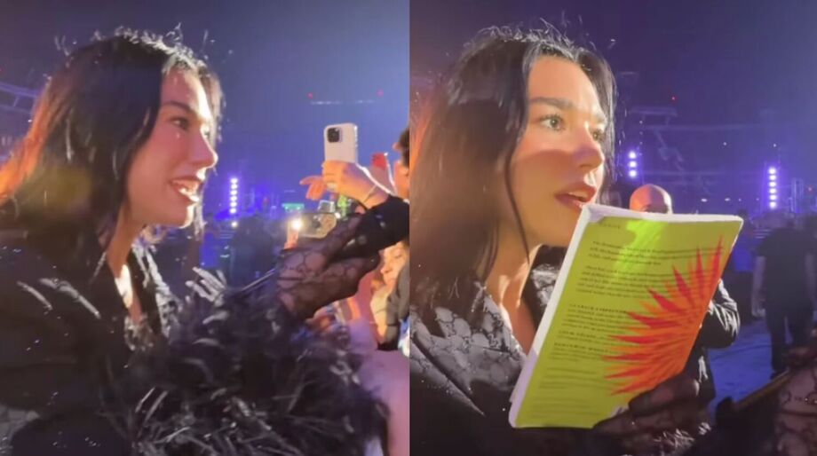 Fã brasileira presenteia Dua Lipa com A Hora da Estrela, de Clarice Lispector, durante show da turnê Radical Optimism em Buenos Aires.
