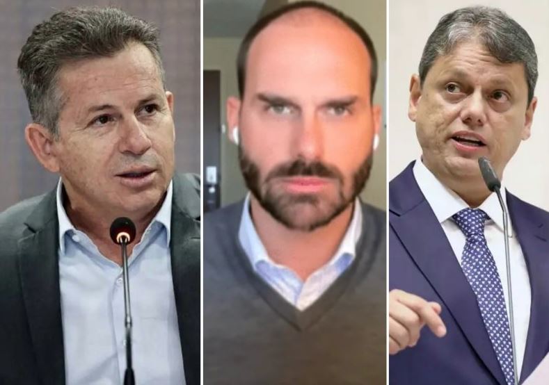 Deputado Eduardo Bolsonaro rebate críticas de Mauro Mendes, que o chamou de louco após comentários sobre Tarcísio de Freitas.