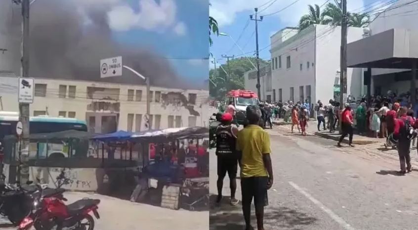 Pacientes foram transferidos às pressas após incêndio atingir subestação do Hospital César Cals, em Fortaleza.